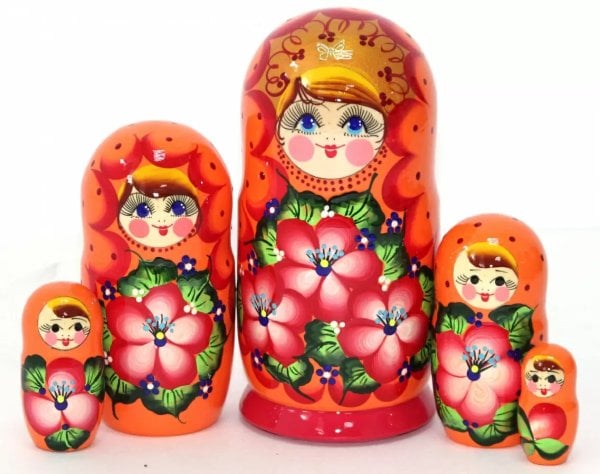 Матрешка Нина Оранжевая 5м17см