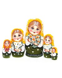 Матрешка Катя с желтыми цветами 5м17