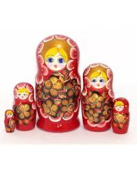 Матрешка Валентина красно-золотая 18 см 5 мест