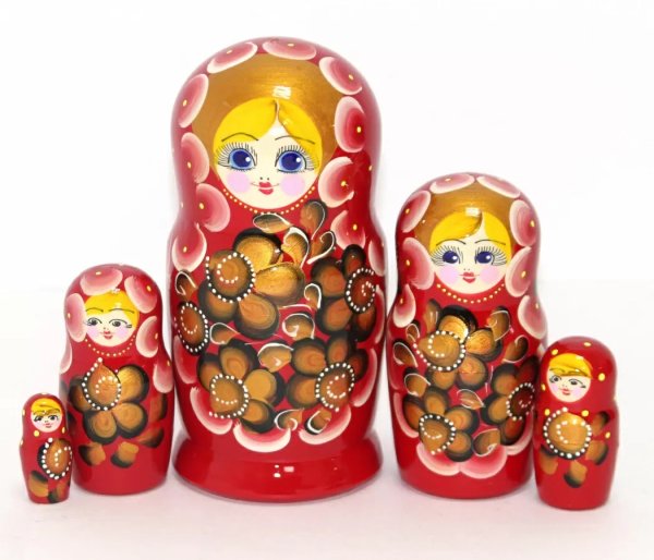Матрешка Валентина красно-золотая 18 см 5 мест