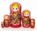 Матрешка Валентина красно-золотая 18 см 5 мест