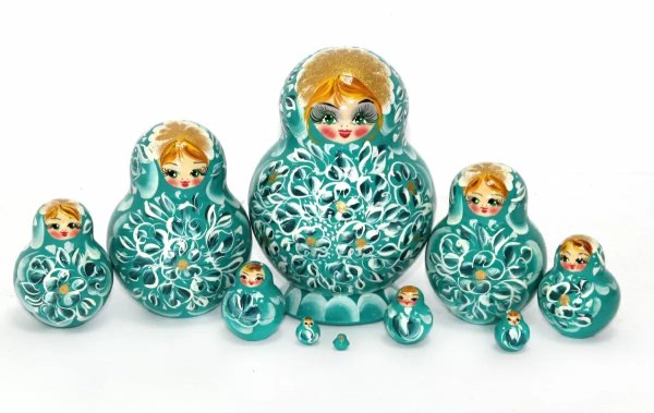 Матрешка узоры Ю зеленая 10м15