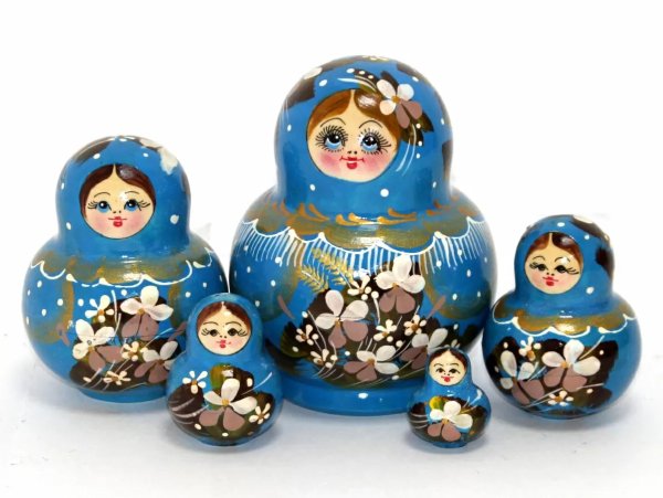 Матрешка Колосок голубая пуз. 5м12