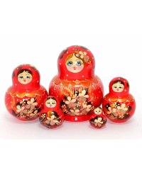 Матрешка Колосок красная пуз. 5м12