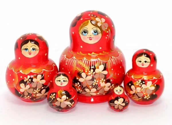 Матрешка Колосок красная пуз. 5м12