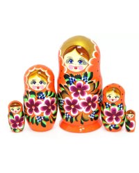 Матрешка Ниночка оранжевая 5м14