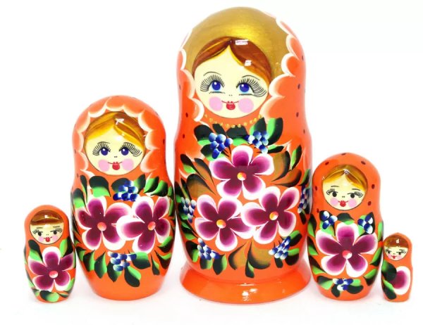 Матрешка Ниночка оранжевая 5м14