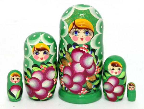 Матрешка Ниночка зеленая 5м14