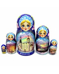 Матрешка Мурманск 5м 17см синяя