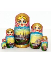 Матрешка Владивосток розовая 5 м 14 см
