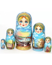 Матрешка Владивосток голубая 5 м 14 см