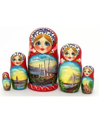 Матрешка Владивосток красная 5 м 14 см