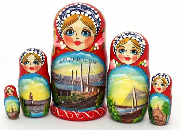 Матрешка Владивосток красная 5 м 14 см