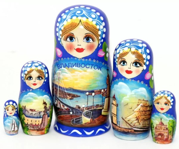 Матрешка Владивосток синяя 5 м 14 см