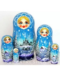 Матрешка Пейзаж панорама голубая 5 м 18 см