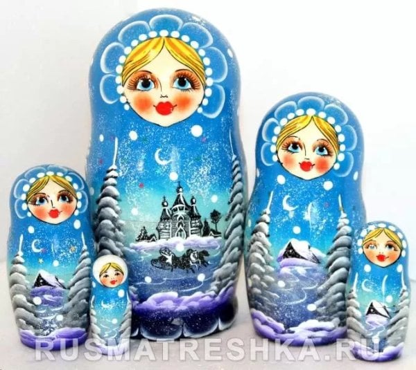 Матрешка Пейзаж панорама голубая 5 м 18 см