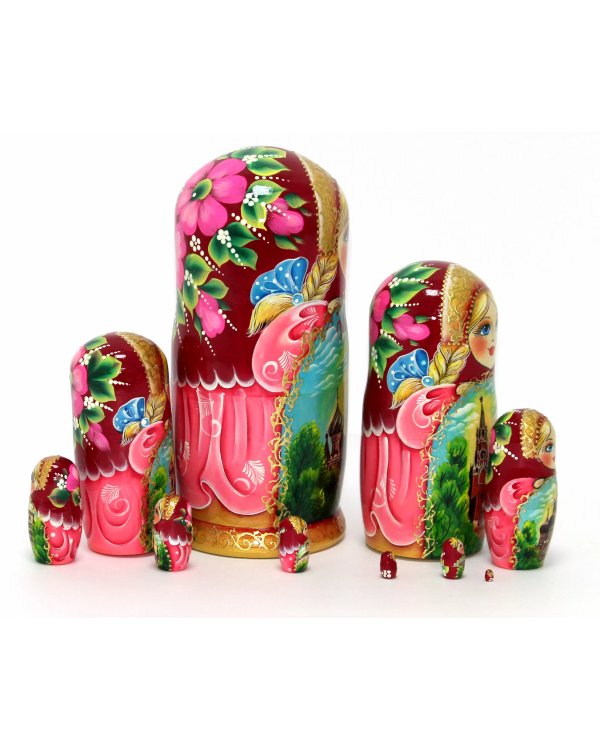 Матрешка Москва бордовая 10м25