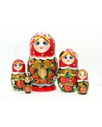 Матрешка Золотой трилистник с ягодами 14 см 5 мест