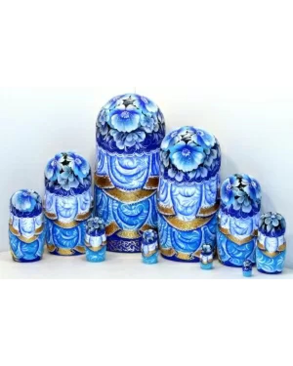 Матрешка Москва Гжель золото 10м25