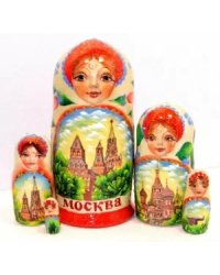 Матрешка Москва Маки дерево 5м12