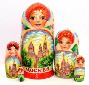 Матрешка Москва Маки дерево 5м12