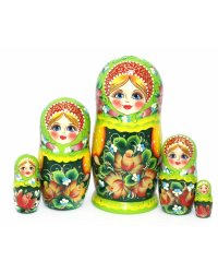 Матрешка Летняя сказка зеленая 5м17