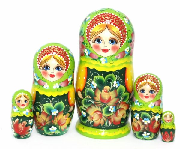 Матрешка Летняя сказка зеленая 5м17