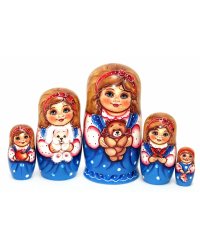 Матрешка Маргарита и Мишка с бантом 5м17