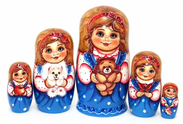 Матрешка Маргарита и Мишка с бантом 5м17