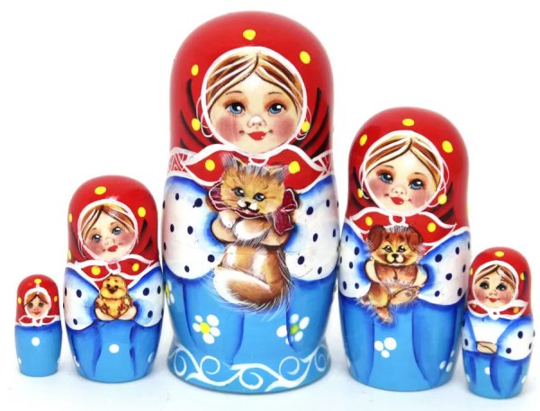 Матрешка Юля с котенком 5м14