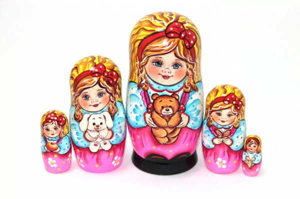 Матрешка Полина с мишкой 5м14