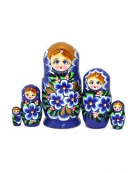 Матрешка Ниночка синяя 5м14