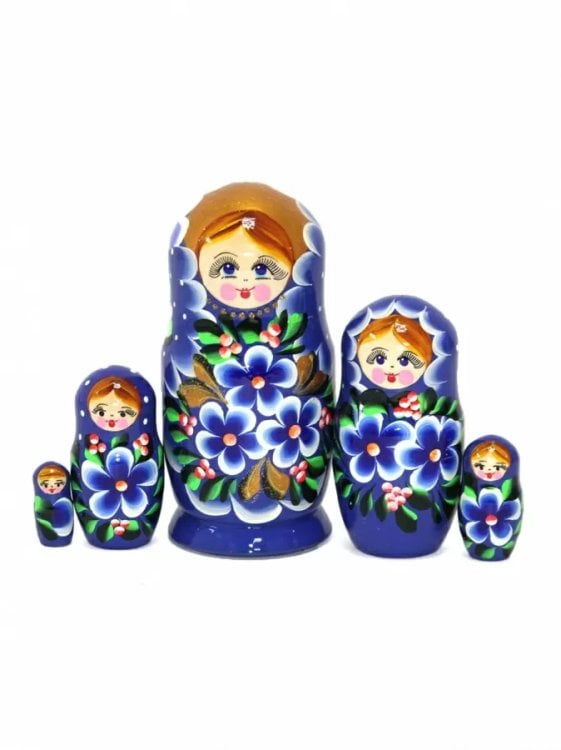 Матрешка Ниночка синяя 5м14