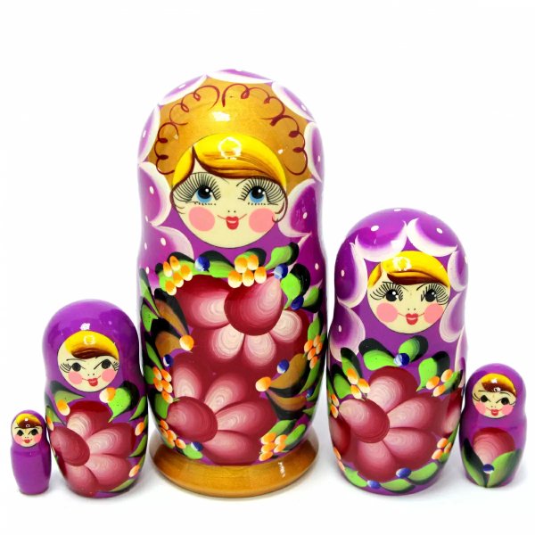 Матрешка Ниночка фиолетовая 5м14