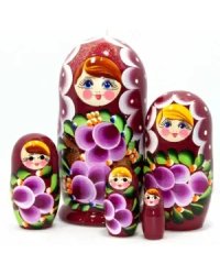 Матрешка Ниночка бордовая 5м14
