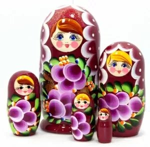 Матрешка Ниночка бордовая 5м14