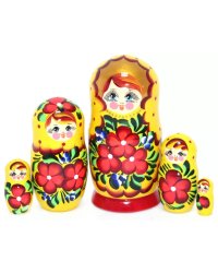 Матрешка Ниночка желтая 5м14
