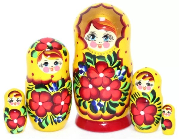 Матрешка Ниночка желтая 5м14