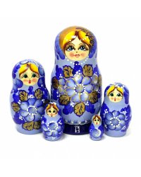 Матрешка Наташа синяя 5м17