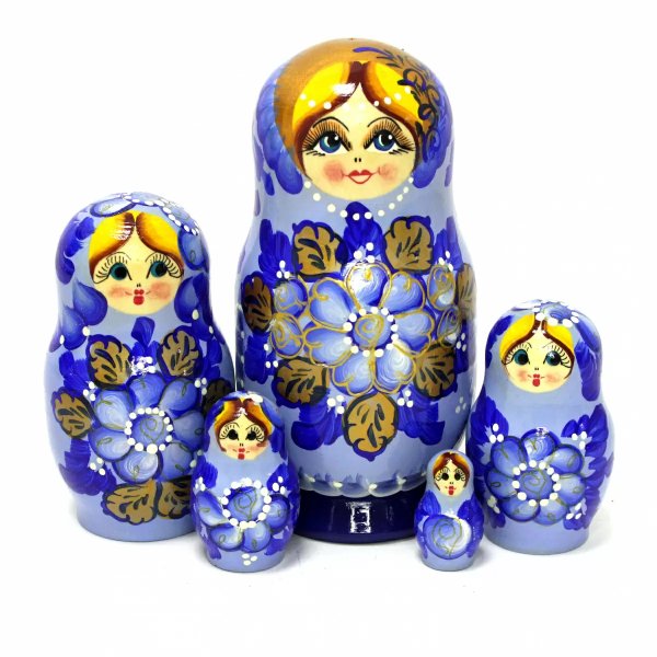 Матрешка Наташа синяя 5м17