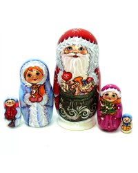 Матрешка Дед мороз с игрушками 5м14