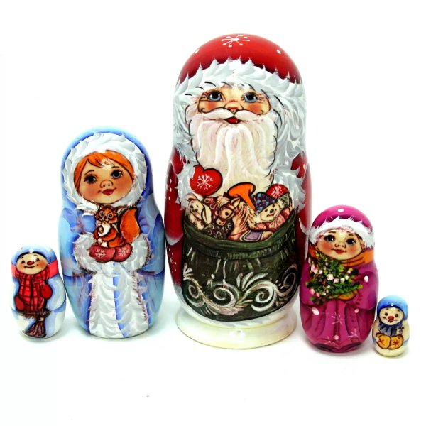 Матрешка Дед мороз с игрушками 5м14
