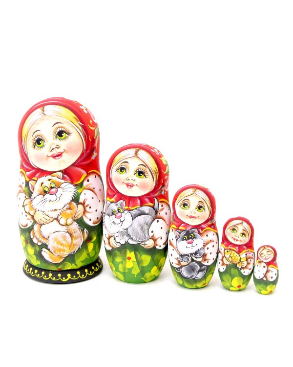 Матрешка Оля с рыжим котиком ОБ 5м 14см