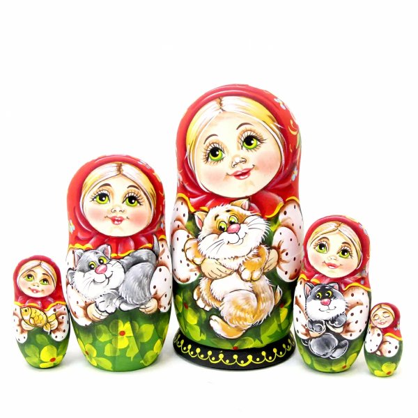 Матрешка Оля с рыжим котиком ОБ 5м 14см