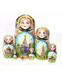 Матрешка Москва черная 7м21