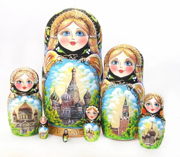 Матрешка Москва черная 7м21