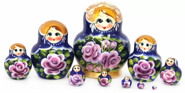 Матрешка Роза В. синяя 10м 13 см