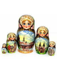 Матрешка Прага бордовая 5м17