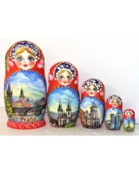 Матрешка Прага красная 5м17