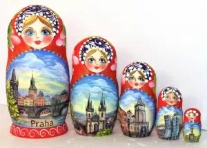 Матрешка Прага красная 5м17
